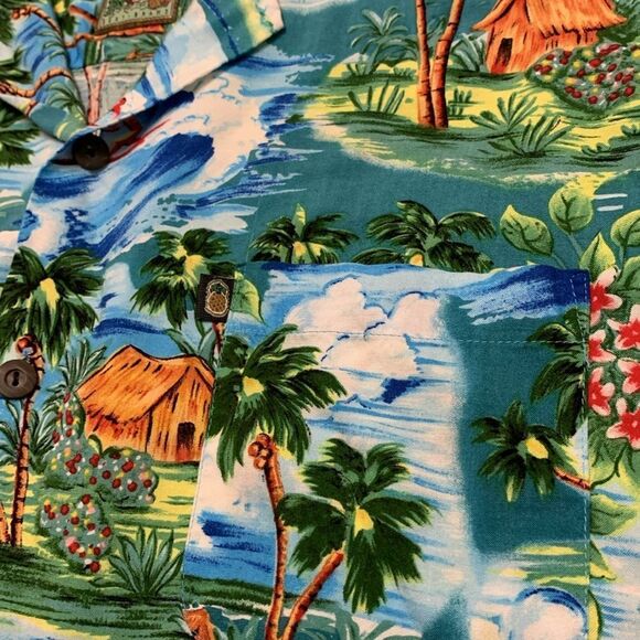 Mens Pineapple Connection Hawaiian Beach Resort Surf Button Up Shirt - Picture 5 of 6
